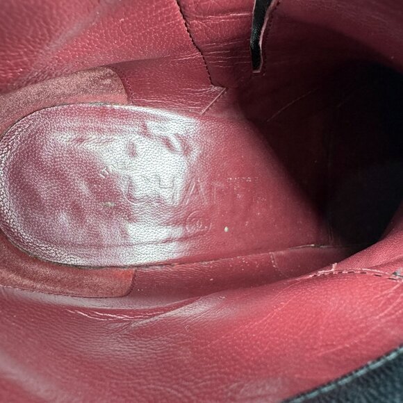 Chanel CC Turnlock Ankle Boot Size 36.5 US 5.5-6 Black Leather Moto Biker Bootie - Picture 13 of 15